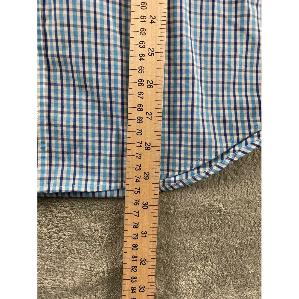 Banana Republic Mens Blue Check Non Iron Classic Fit Button Down Shirt M 15-15.5